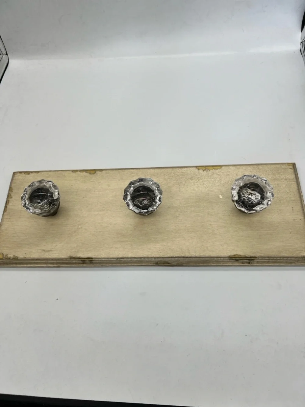Glass Knob Wall Hook Board in Cream and Clear - Home Wall Decor